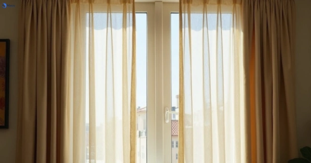 Dull dusty drapes in ransome before professional cleaning